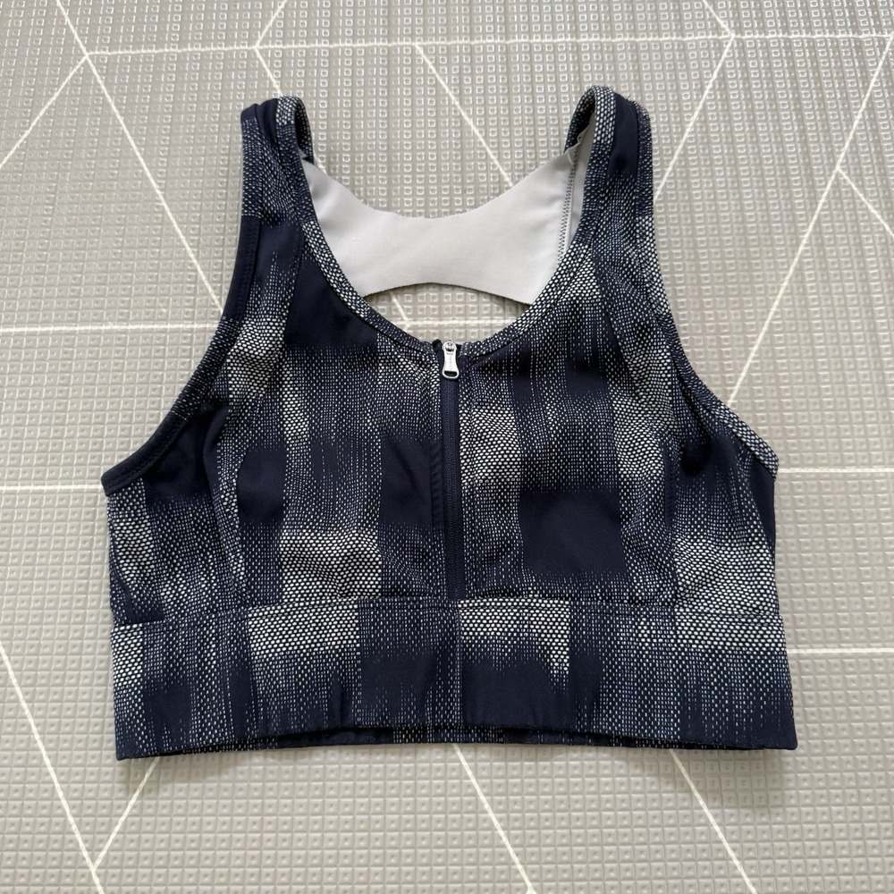 Varley Fay Zip Front‎ Sports Bra Size Small Multicolor Plaid